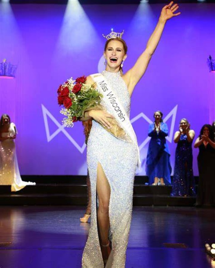 Floral vision:&nbsp;Miss America 2023 Grace Stanke, 20, showed off her fashion credentials in a mesmerizing red gown with a bustier-style top and tulle floral elements throughout